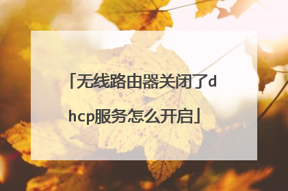 无线路由器关闭了dhcp服务怎么开启