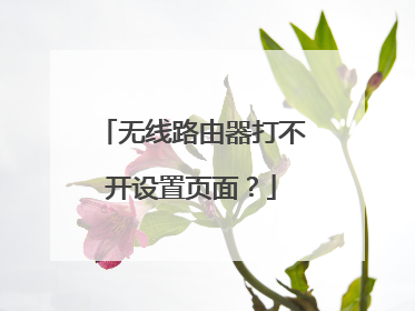无线路由器打不开设置页面?