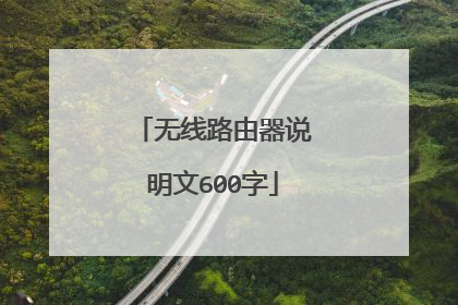 无线路由器说明文600字