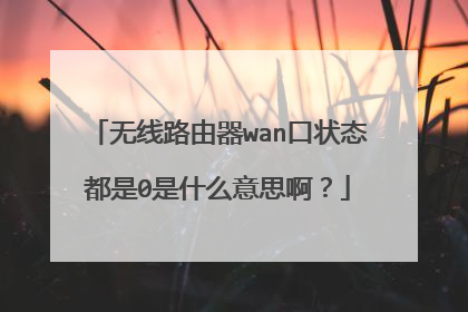 无线路由器wan口状态都是0是什么意思啊?