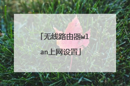 无线路由器wlan上网设置