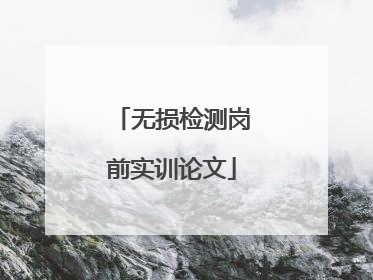 无损检测岗前实训论文