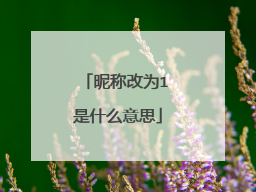 昵称改为1是什么意思
