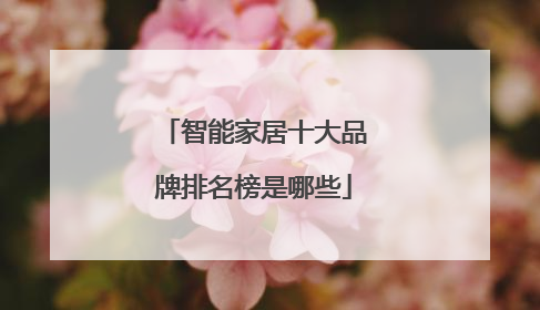 智能家居十大品牌排名榜是哪些