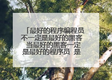 最好的程序编程员不一定是最好的黑客 当最好的黑客一定是最好的程序员 是真的吗?