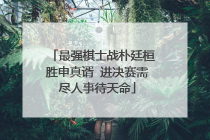 最强棋士战朴廷桓胜申真谞 进决赛需尽人事待天命