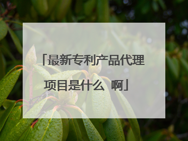 最新专利产品代理项目是什么 啊