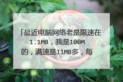 最近电脑网络老是限速在1.1MB，我是100M的，满速是11MB多，每次出现限速的时候重新插一下就又恢复了？