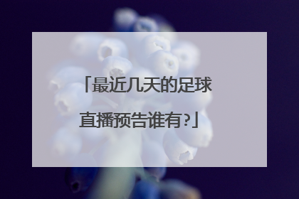 最近几天的足球直播预告谁有?