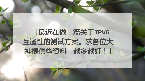 最近在做一篇关于IPV6互通性的测试方案。求各位大神提供些资料,越多越好!