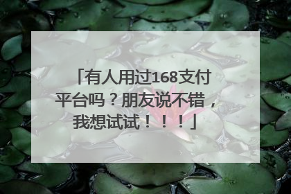 有人用过168支付平台吗?朋友说不错,我想试试!!!