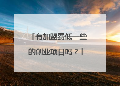 有加盟费低一些的创业项目吗？