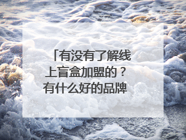 有没有了解线上盲盒加盟的？有什么好的品牌推荐么？