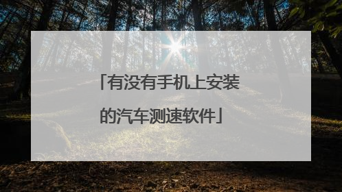 有没有手机上安装的汽车测速软件