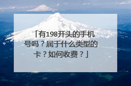 有198开头的手机号吗?属于什么类型的卡?如何收费?