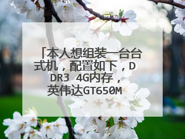 本人想组装一台台式机,配置如下,DDR3 4G内存,英伟达GT650M 2G独显,1TB硬盘,酷睿
