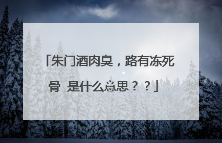 朱门酒肉臭，路有冻死骨 是什么意思？？