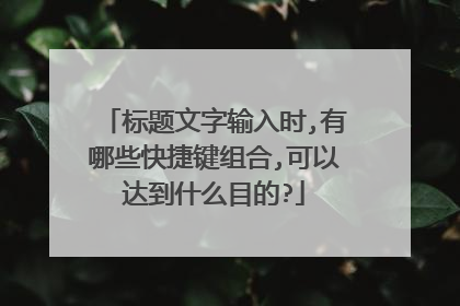 标题文字输入时,有哪些快捷键组合,可以达到什么目的?