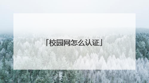 校园网怎么认证