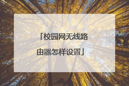 校园网无线路由器怎样设置