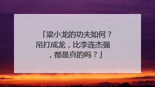梁小龙的功夫如何?吊打成龙,比李连杰强,都是真的吗?
