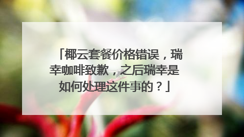 椰云套餐价格错误，瑞幸咖啡致歉，之后瑞幸是如何处理这件事的？