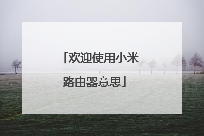 欢迎使用小米路由器意思
