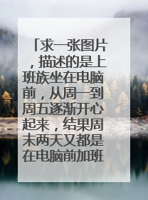 求一张图片，描述的是上班族坐在电脑前，从周一到周五逐渐开心起来，结果周末两天又都是在电脑前加班