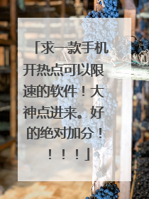 求一款手机开热点可以限速的软件！大神点进来。好的绝对加分！！！！