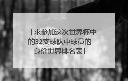 求参加这次世界杯中的32支球队中球员的身价世界排名表