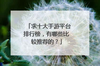 求十大手游平台排行榜,有哪些比较推荐的?
