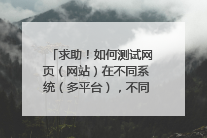 求助！如何测试网页（网站）在不同系统（多平台），不同浏览器（多内核）下的兼容性！