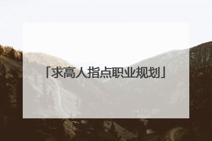 求高人指点职业规划