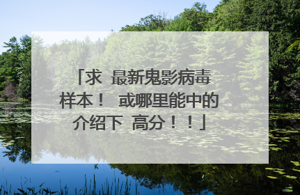 求 最新鬼影病毒 样本！ 或哪里能中的介绍下 高分！！