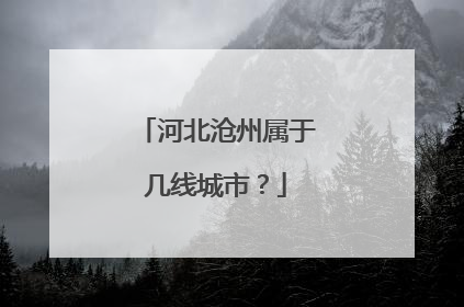 河北沧州属于几线城市?