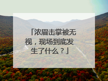 浓眉击掌被无视，现场到底发生了什么？
