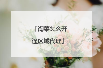 淘菜怎么开通区域代理