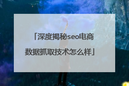 深度揭秘seo电商数据抓取技术怎么样