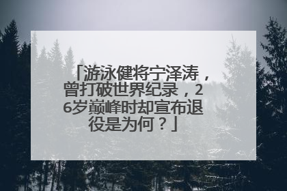 游泳健将宁泽涛，曾打破世界纪录，26岁巅峰时却宣布退役是为何？