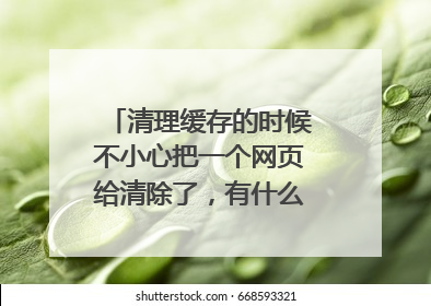 清理缓存的时候不小心把一个网页给清除了，有什么办法找回来吗？