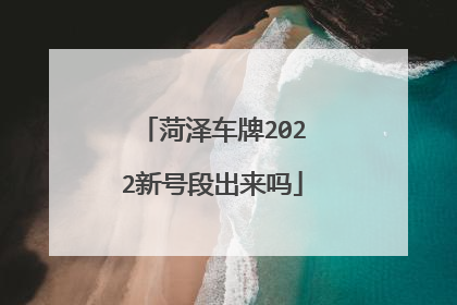 菏泽车牌2022新号段出来吗