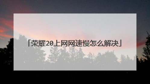 荣耀20上网网速慢怎么解决