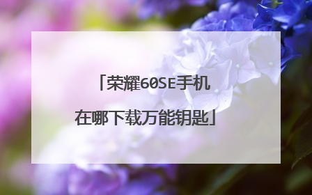 荣耀60SE手机在哪下载万能钥匙