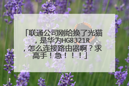 联通公司刚给换了光猫,是华为HG8321R,怎么连接路由器啊?求高手!急!!!