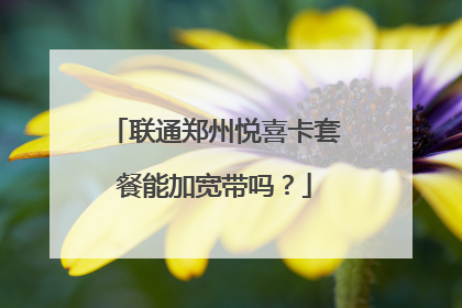 联通郑州悦喜卡套餐能加宽带吗？