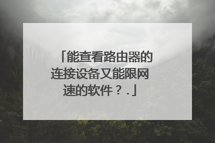 能查看路由器的连接设备又能限网速的软件？.