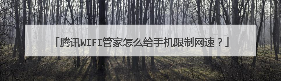 腾讯WIFI管家怎么给手机限制网速？
