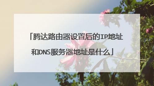 腾达路由器设置后的IP地址和DNS服务器地址是什么