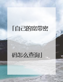 自己的宽带密码怎么查询
