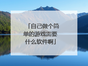 自己做个简单的游戏需要什么软件啊
